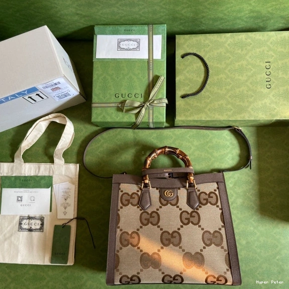 Hyper Peter Diana GUCCI medium jumbo bag tote GG with 0816
